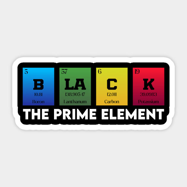 Black The Prime Element, Periodic Table Design Sticker by Azz4art